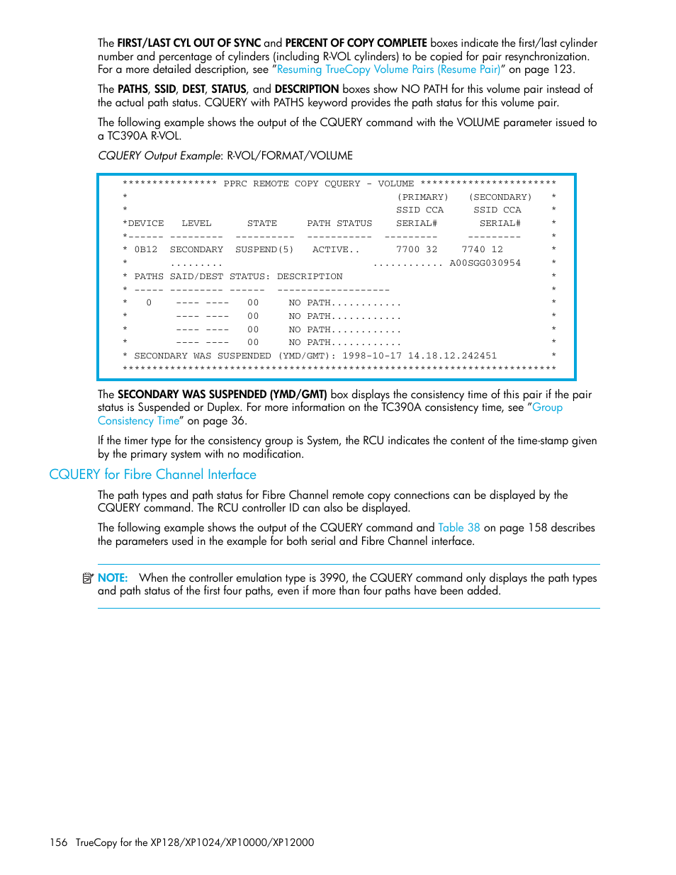 Cquery for fibre channel interface | HP StorageWorks XP Remote Web Console Software User Manual | Page 156 / 208