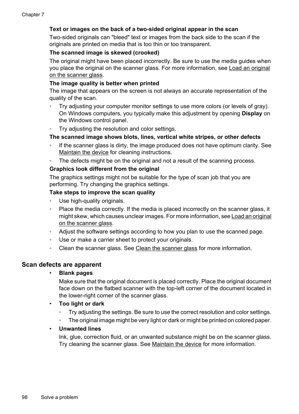 Scan defects are apparent | HP OFFICEJET 4500 User Manual | Page 102 / 228