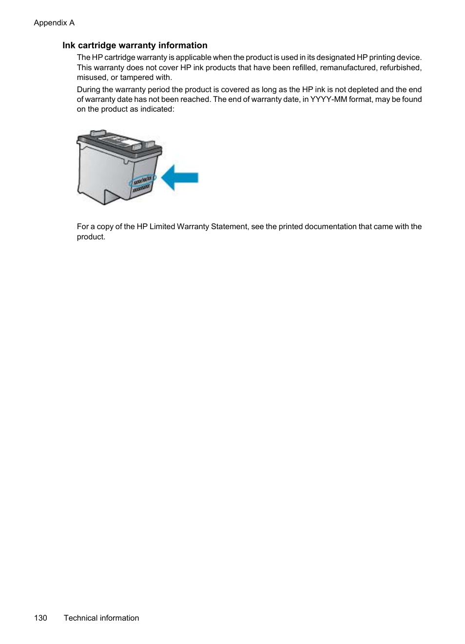 Ink cartridge warranty information | HP OFFICEJET 4500 User Manual | Page 134 / 228