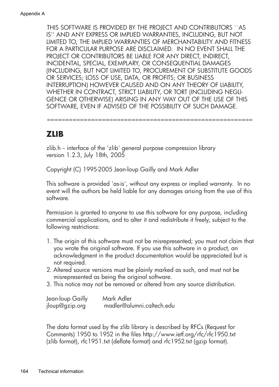 Zlib | HP OFFICEJET 4500 User Manual | Page 168 / 228