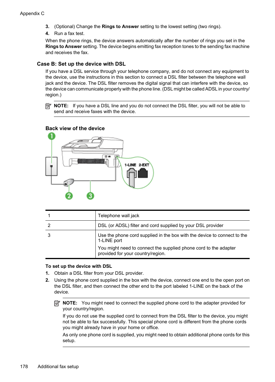 Case b: set up the device with dsl | HP OFFICEJET 4500 User Manual | Page 182 / 228