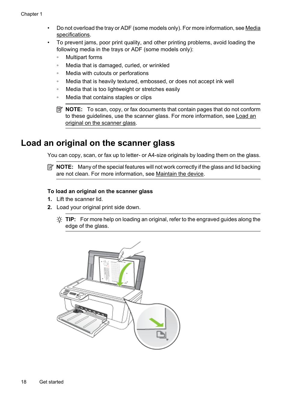 Load an original on the scanner glass | HP OFFICEJET 4500 User Manual | Page 22 / 228