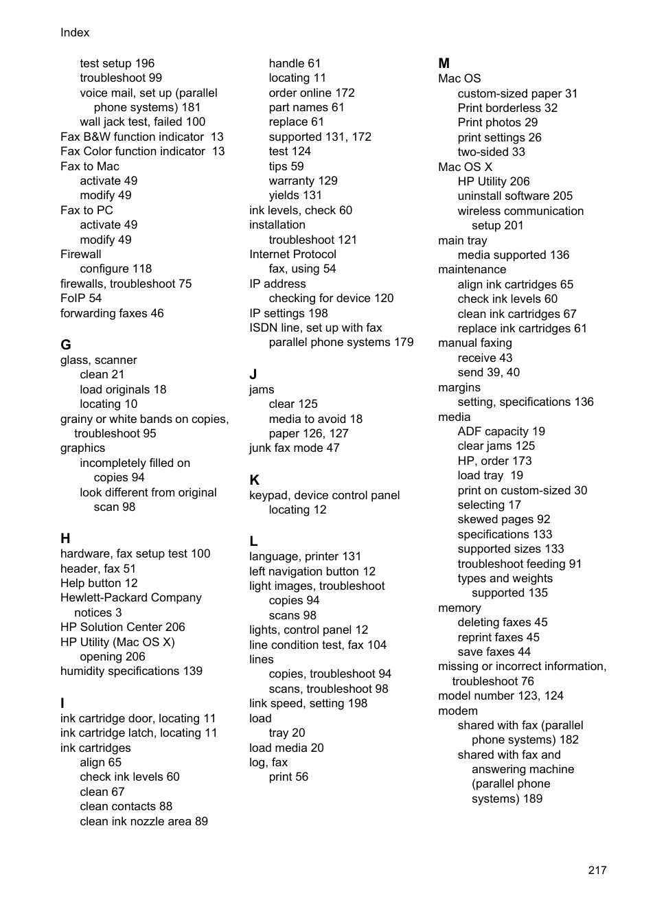 HP OFFICEJET 4500 User Manual | Page 221 / 228