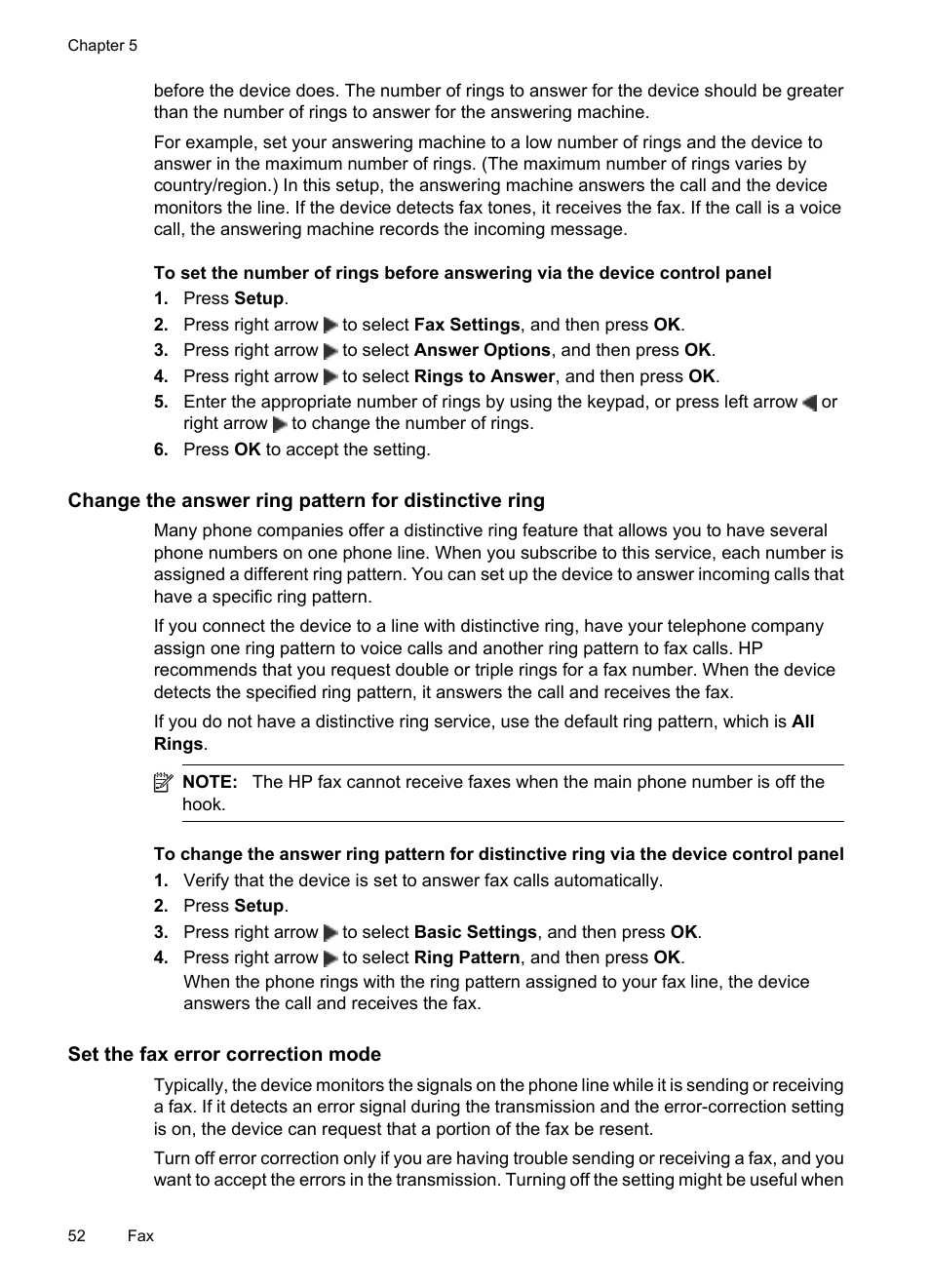 Set the fax error correction mode | HP OFFICEJET 4500 User Manual | Page 56 / 228