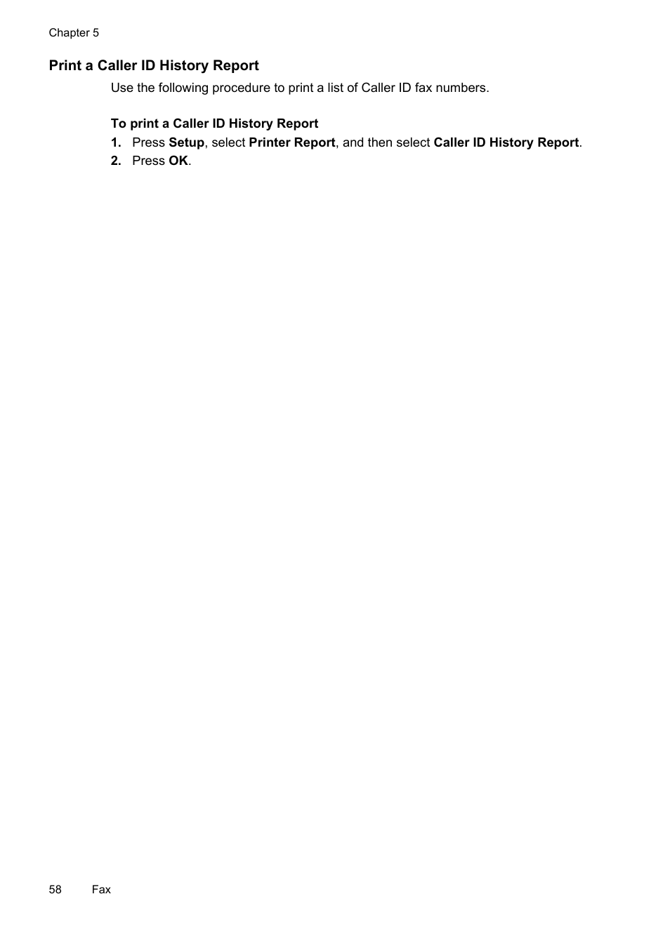 Print a caller id history report | HP OFFICEJET 4500 User Manual | Page 62 / 228