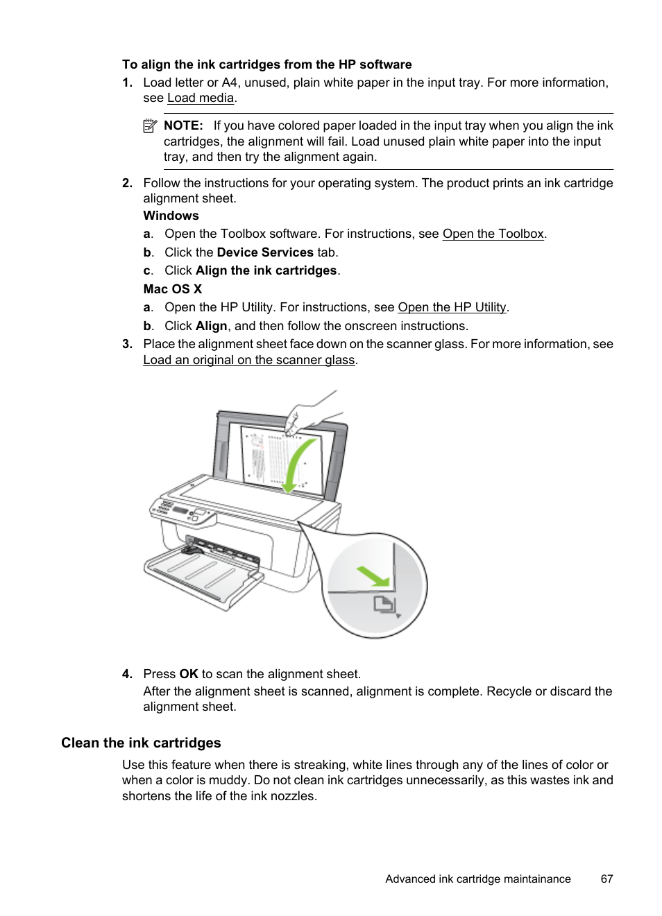 Clean the ink cartridges, Information, see clean the ink cartridges | HP OFFICEJET 4500 User Manual | Page 71 / 228