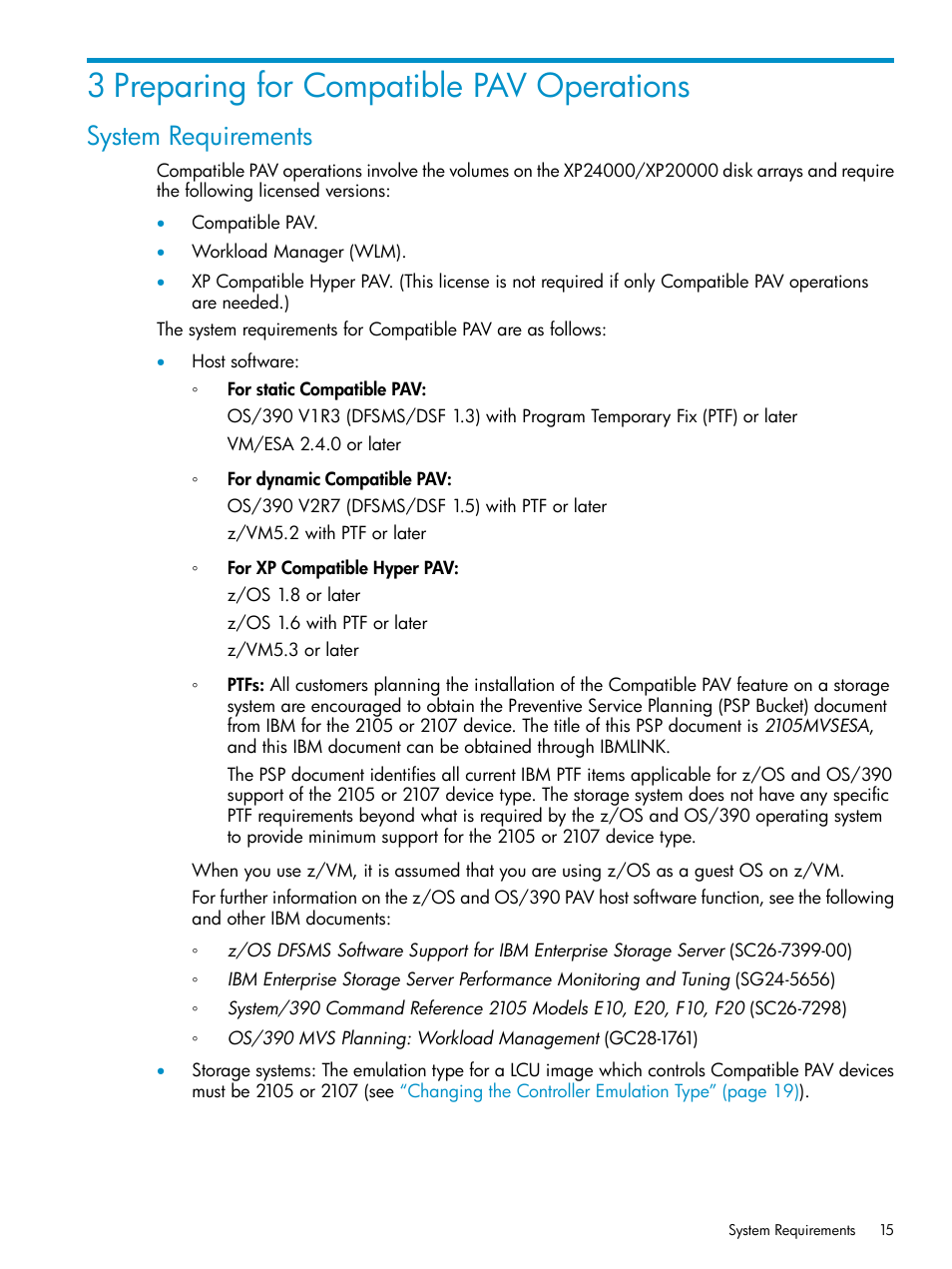 3 preparing for compatible pav operations, System requirements | HP StorageWorks XP Remote Web Console Software User Manual | Page 15 / 75