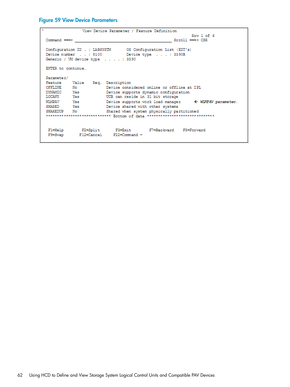 View device parameters | HP StorageWorks XP Remote Web Console Software User Manual | Page 62 / 75