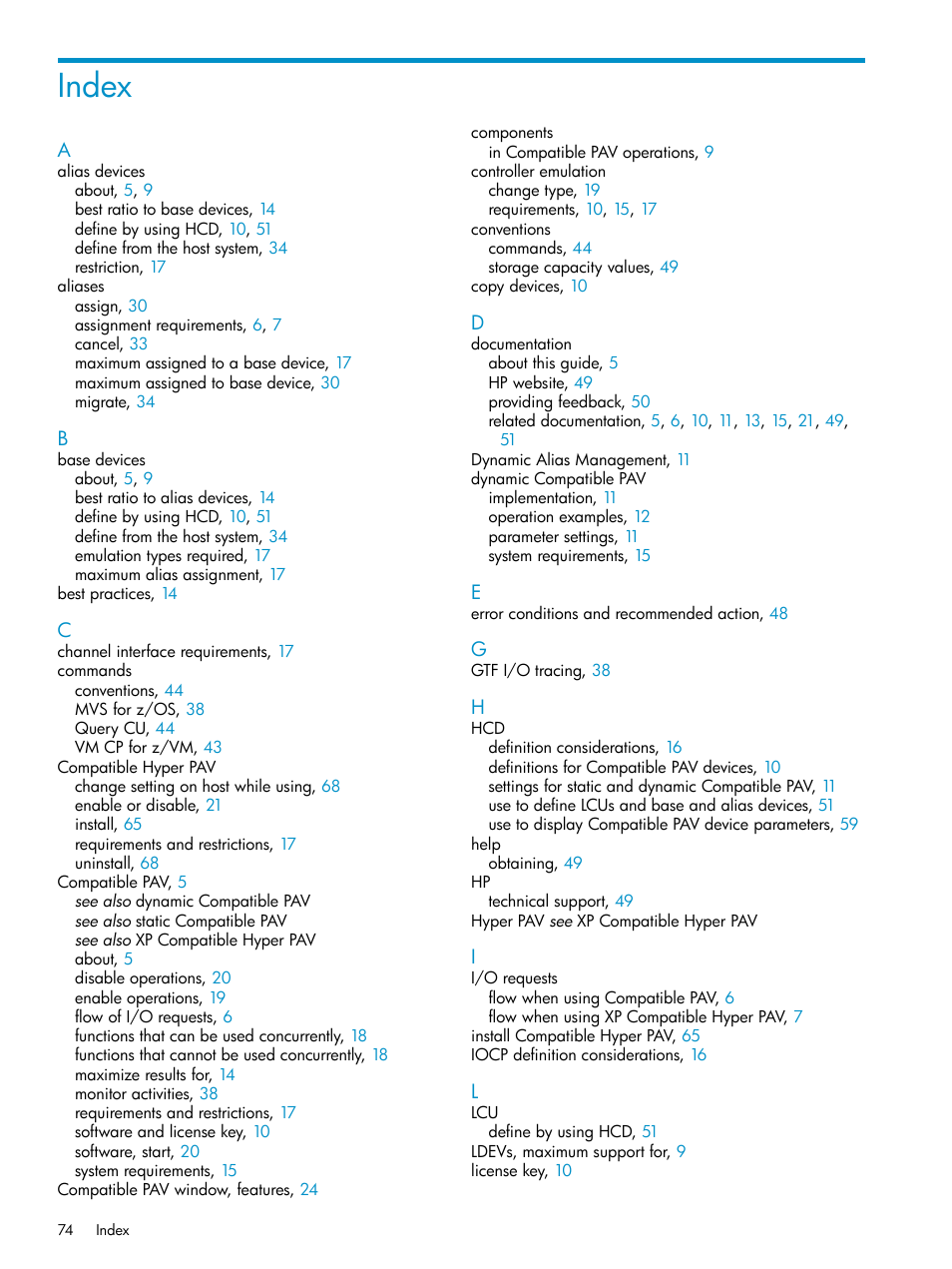Index | HP StorageWorks XP Remote Web Console Software User Manual | Page 74 / 75