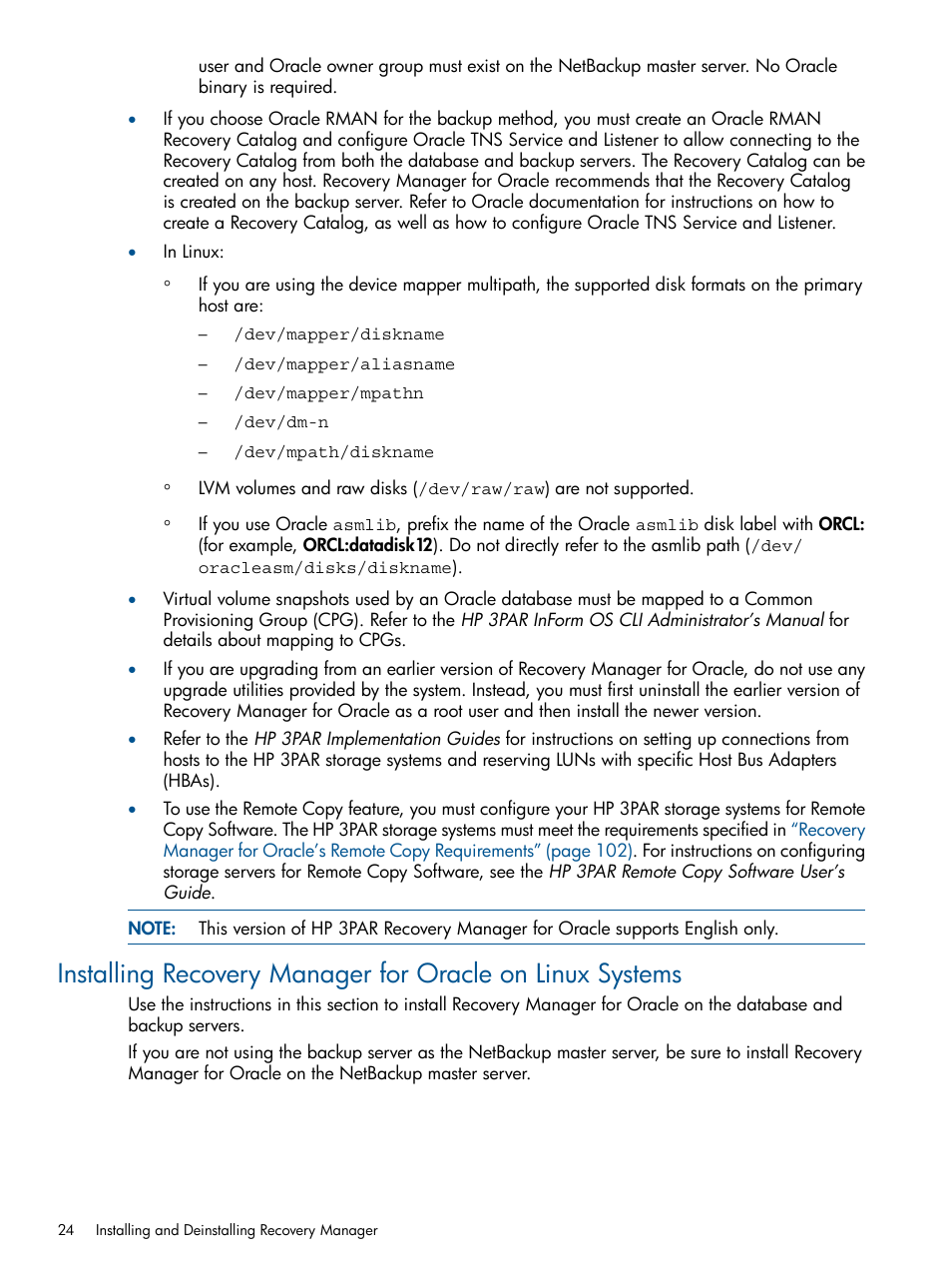 HP 3PAR Application Software Suite for Oracle User Manual | Page 24 / 194