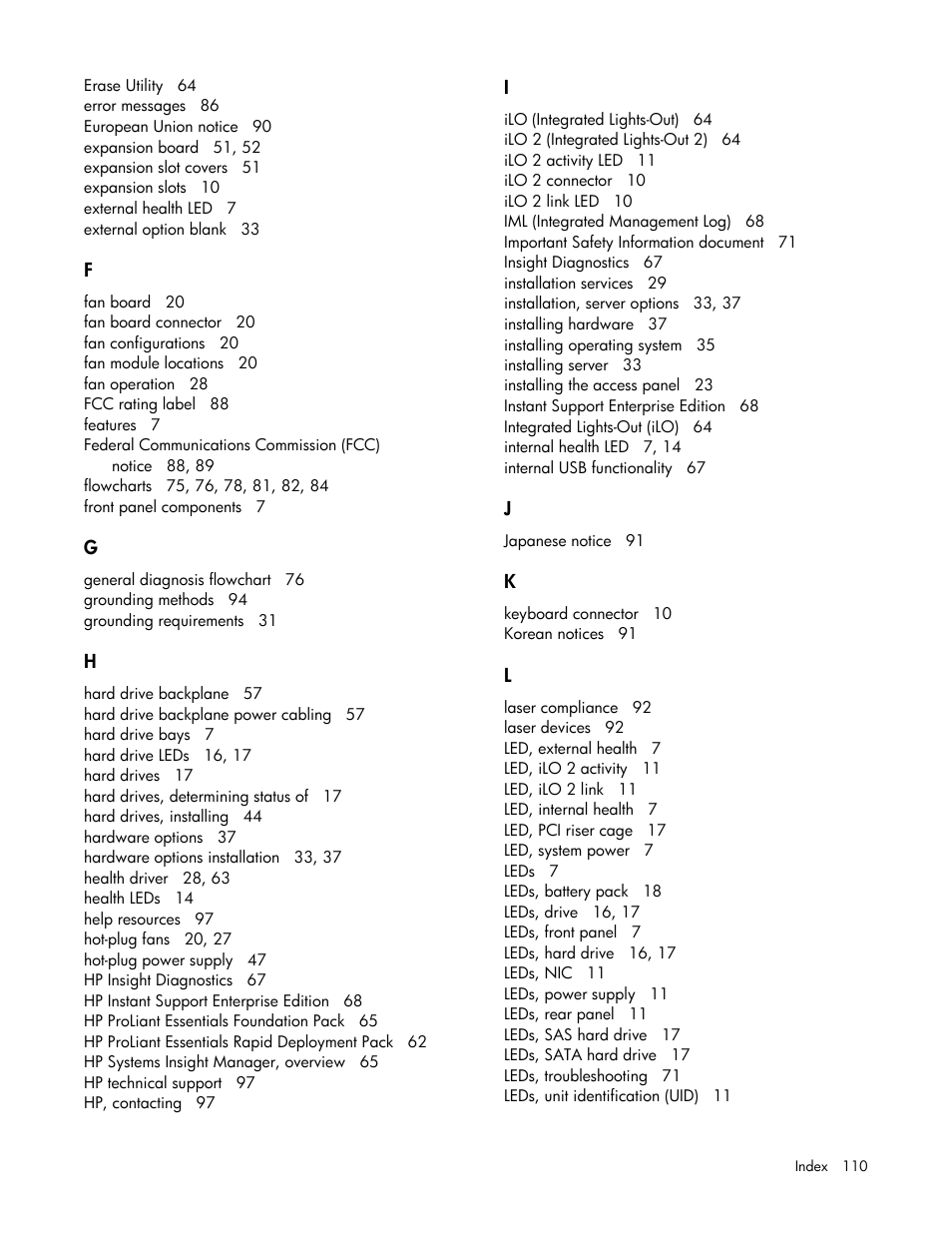 HP ProLiant DL385 G5 Server User Manual | Page 110 / 112
