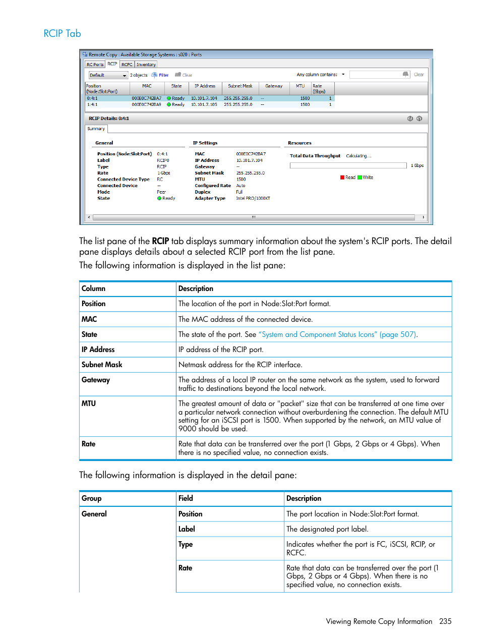 Rcip tab | HP 3PAR Operating System Software User Manual | Page 235 / 525