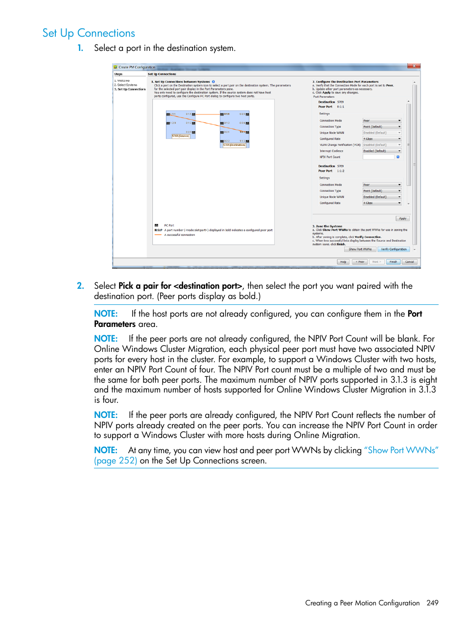 Set up connections | HP 3PAR Operating System Software User Manual | Page 249 / 525