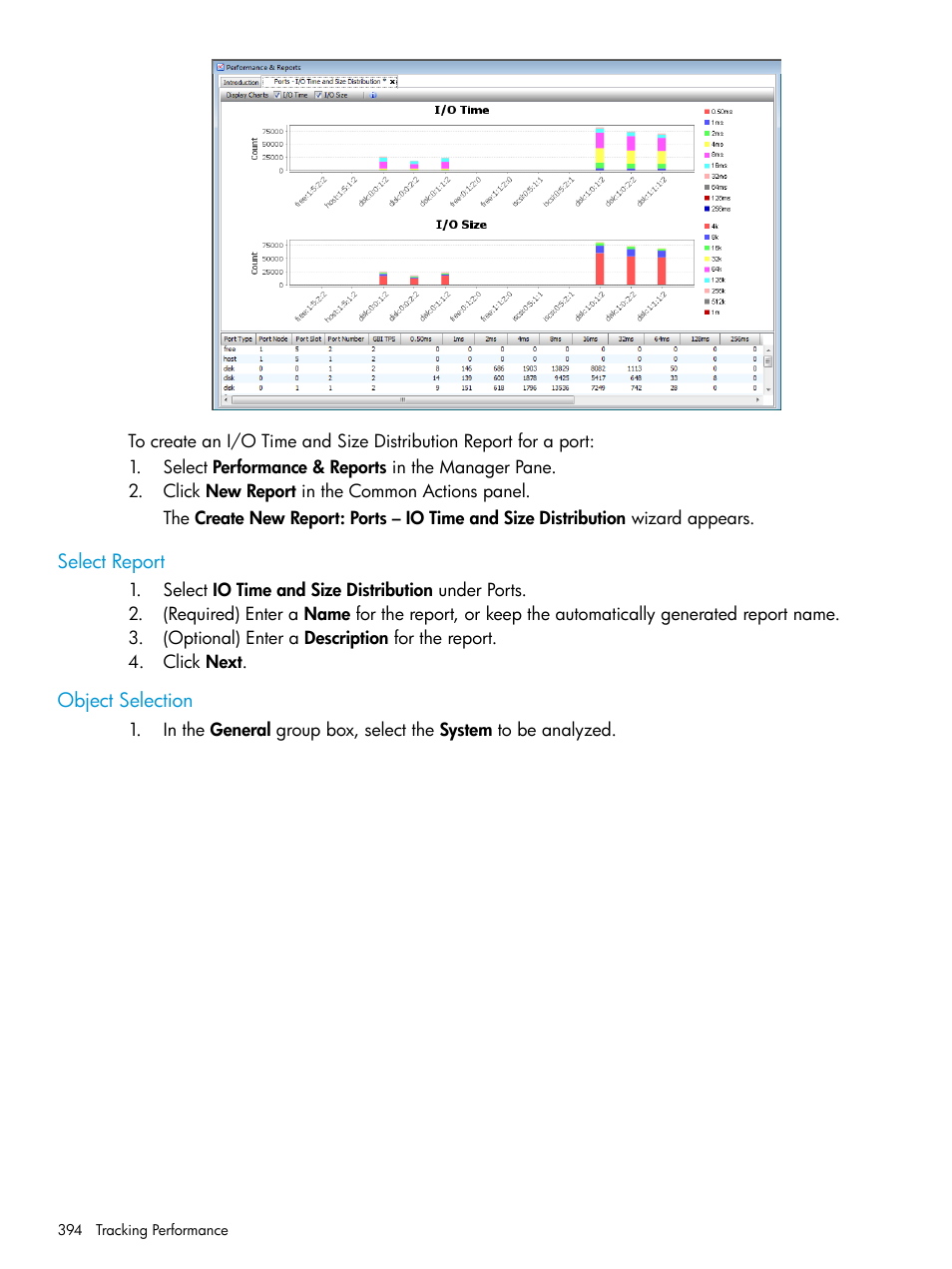 Select report, Object selection, Select report object selection | HP 3PAR Operating System Software User Manual | Page 394 / 525
