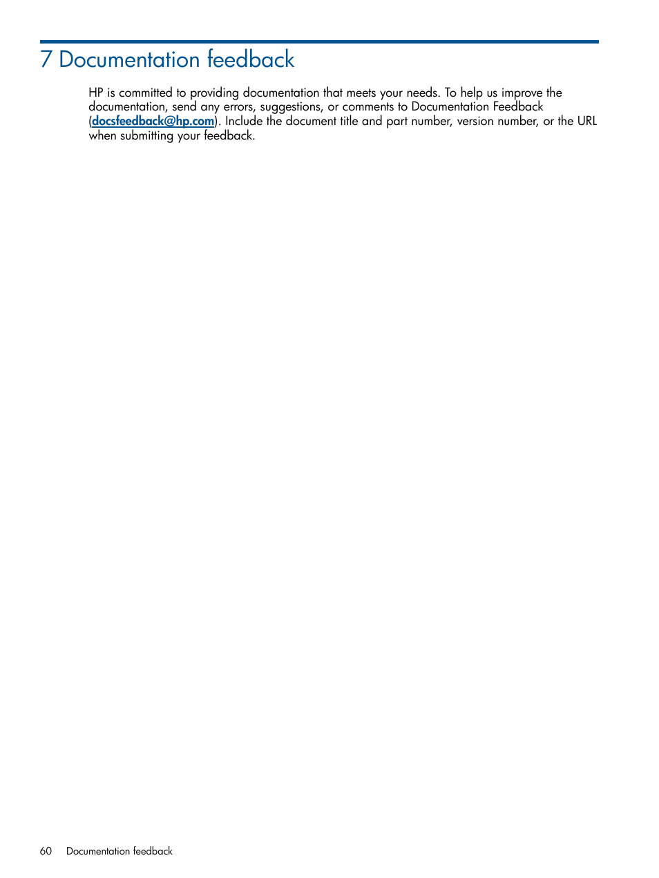 7 documentation feedback | HP 3PAR Recovery Manager Software User Manual | Page 60 / 91
