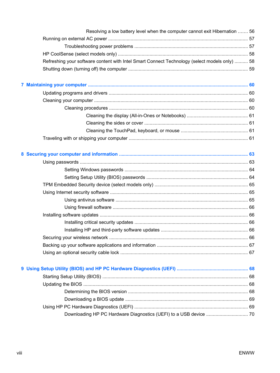 HP Spectre 13 Pro-Notebook PC User Manual | Page 8 / 89