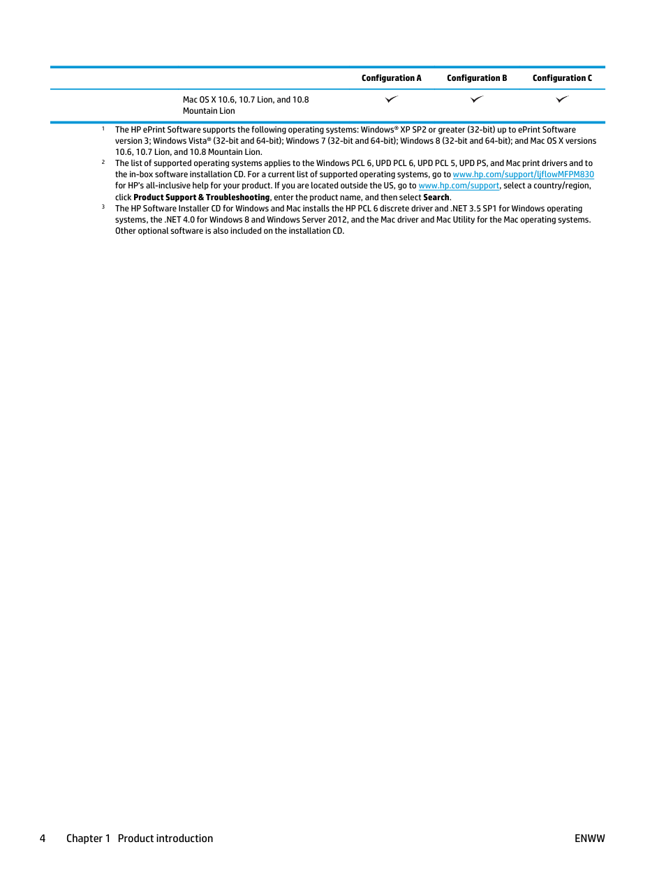 4chapter 1 product introduction enww | HP LaserJet Enterprise flow M830 Multifunction Printer series User Manual | Page 14 / 200