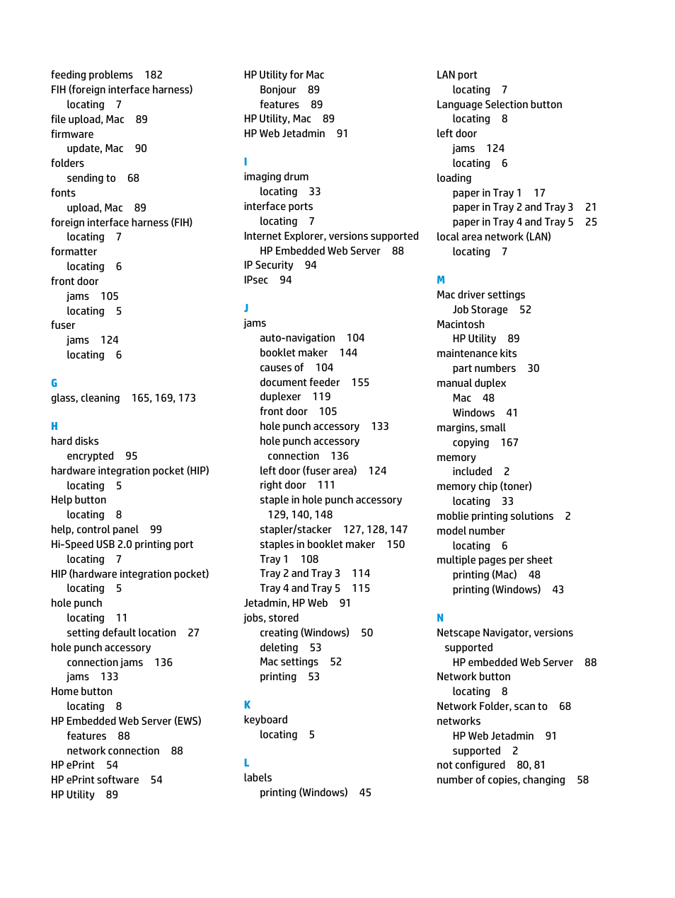 HP LaserJet Enterprise flow M830 Multifunction Printer series User Manual | Page 196 / 200