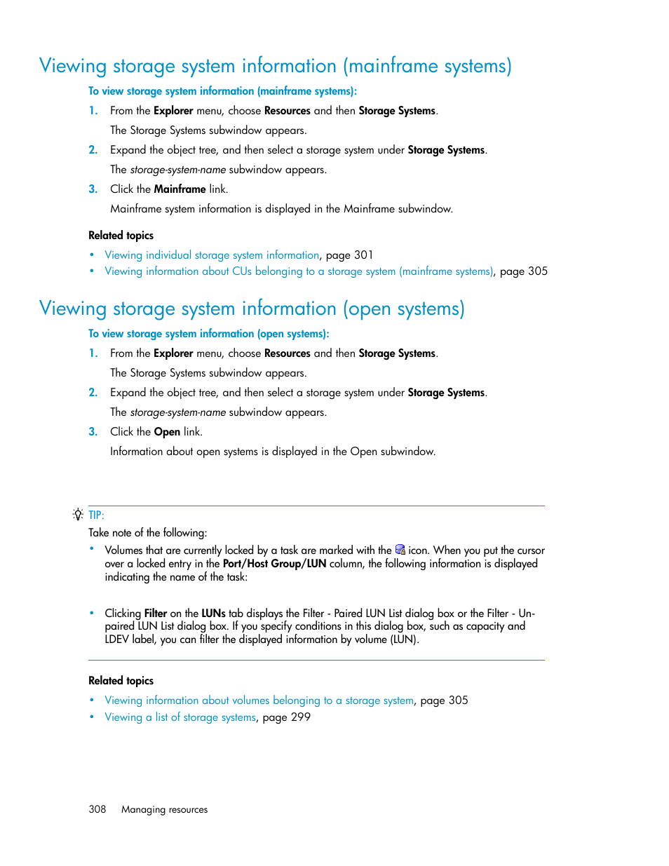Viewing storage system information (open systems) | HP 9000 rp5405 Servers User Manual | Page 308 / 484