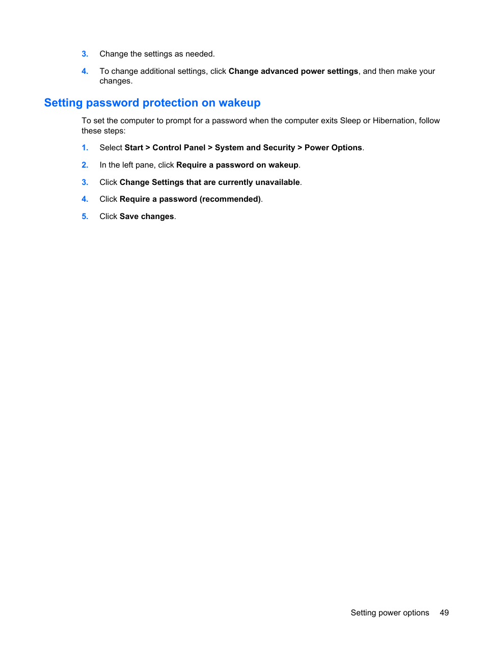 Setting password protection on wakeup | HP Compaq Presario CQ62-225NR Notebook PC User Manual | Page 59 / 126
