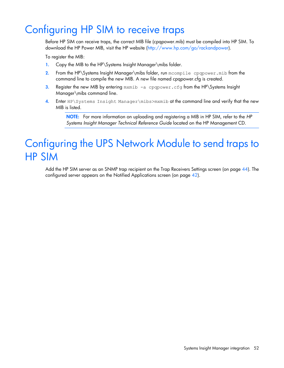 Configuring hp sim to receive traps | HP UPS Network Module User Manual | Page 52 / 87