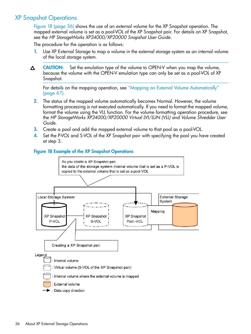 Xp snapshot operations | HP XP External Storage Software User Manual | Page 36 / 170
