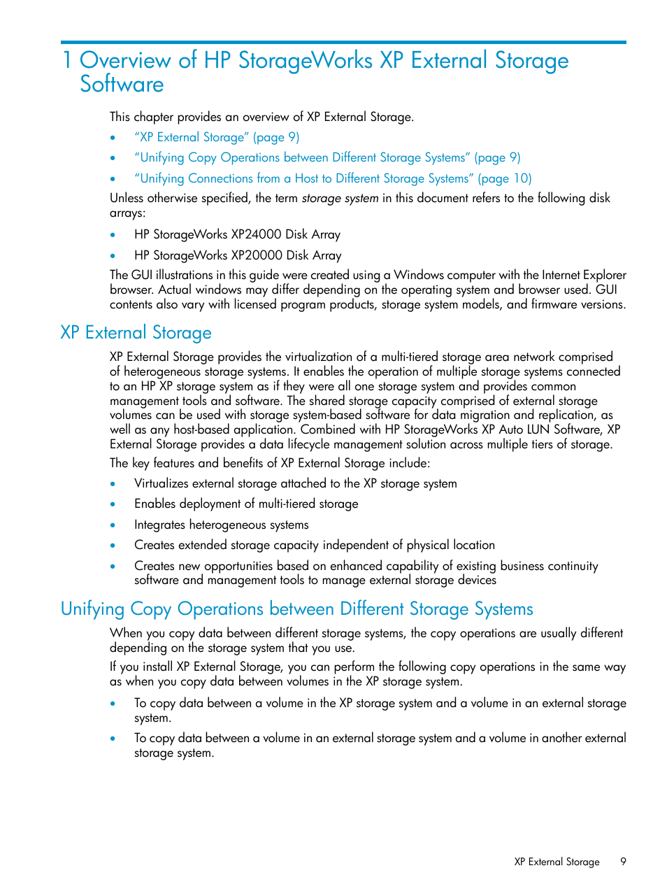 Xp external storage | HP XP External Storage Software User Manual | Page 9 / 170