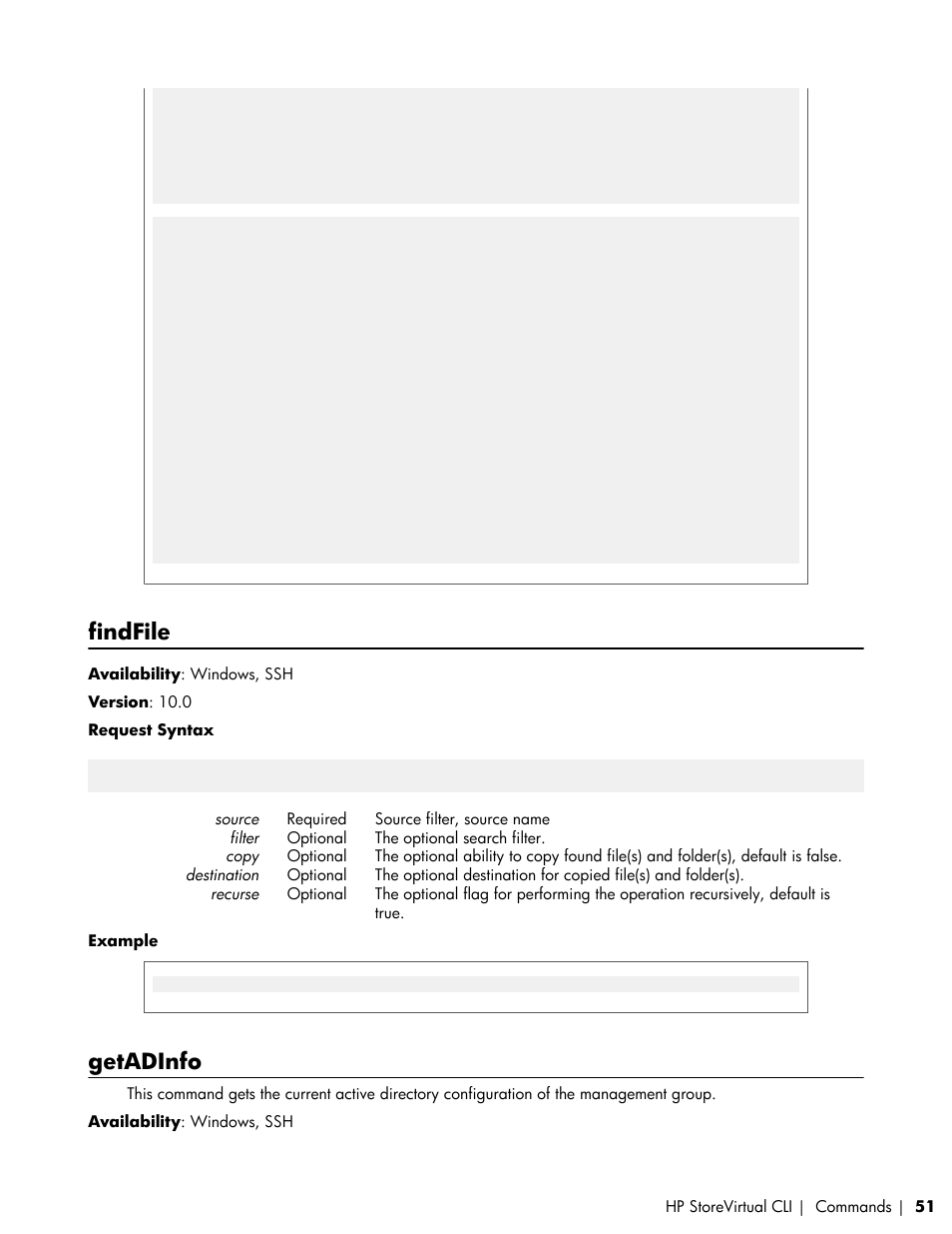 Findfile, Getadinfo | HP LeftHand P4000 SAN Solutions User Manual | Page 51 / 102