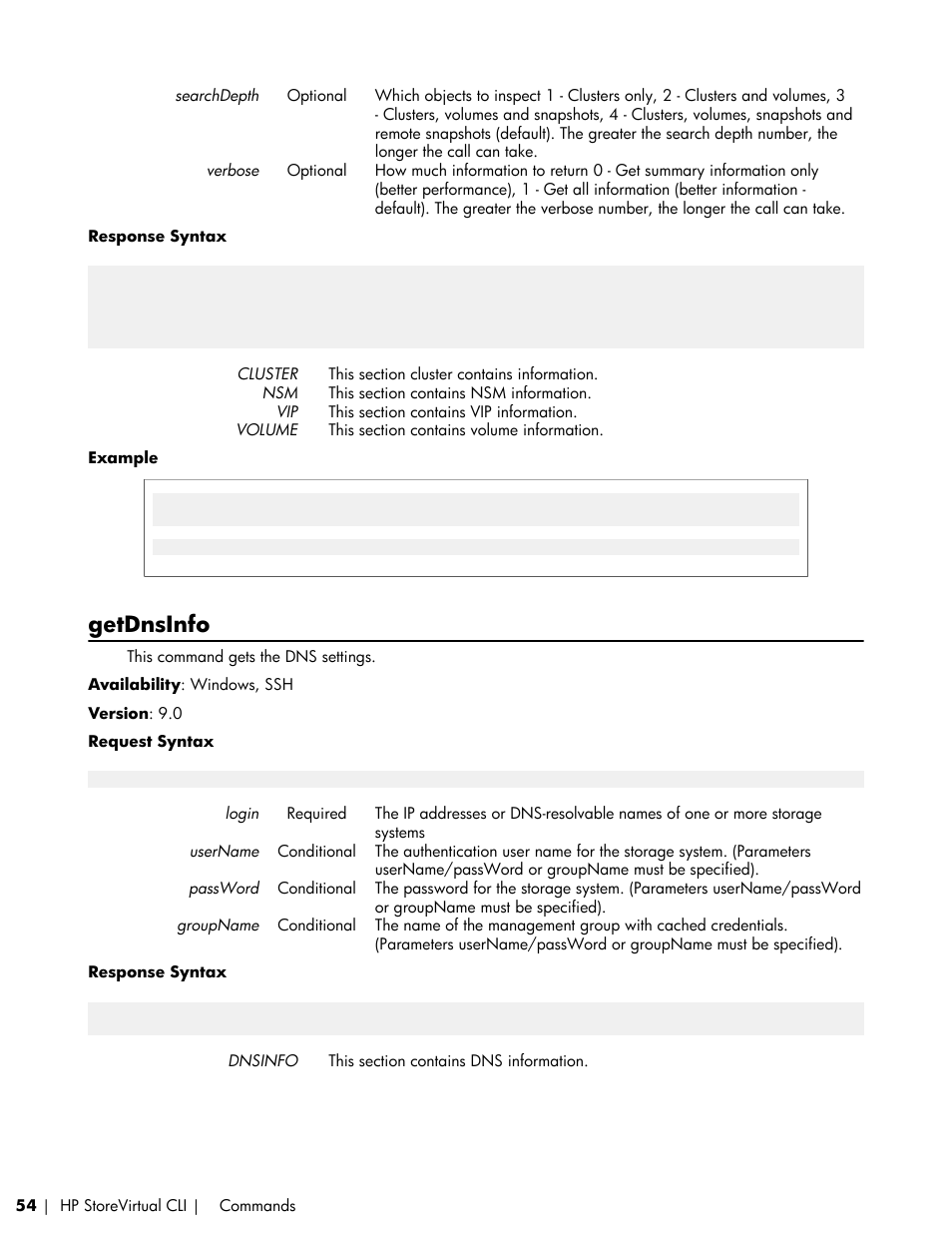 Getdnsinfo | HP LeftHand P4000 SAN Solutions User Manual | Page 54 / 102
