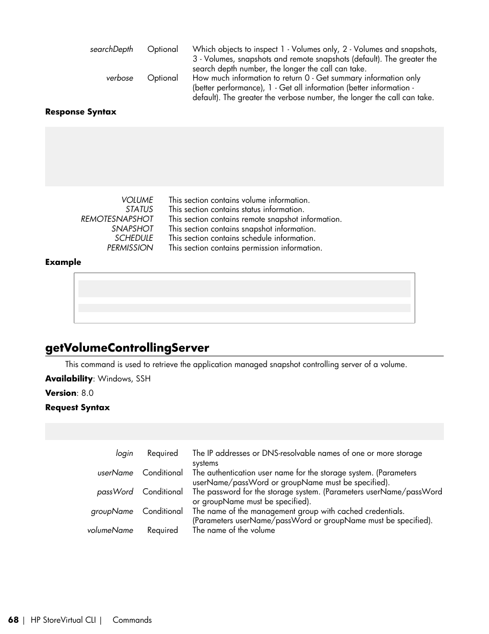 Getvolumecontrollingserver | HP LeftHand P4000 SAN Solutions User Manual | Page 68 / 102