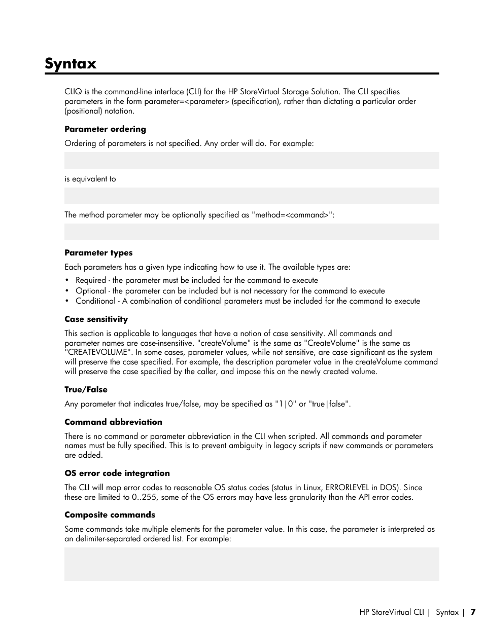 Syntax | HP LeftHand P4000 SAN Solutions User Manual | Page 7 / 102
