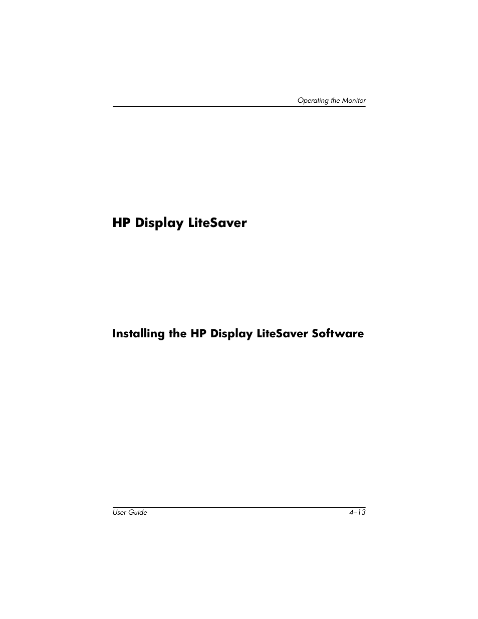 Hp display litesaver, Installing the hp display litesaver software, Hp display litesaver –13 | Installing the hp display litesaver software –13 | HP L1940T 19-inch LCD Monitor User Manual | Page 39 / 58