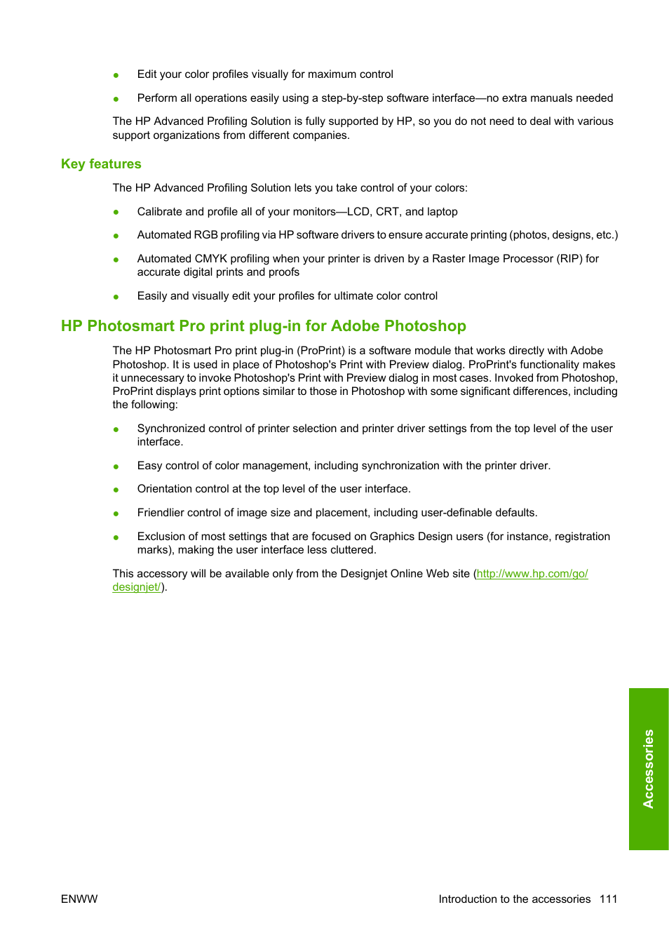 Key features | HP Designjet Z2100 Photo Printer series User Manual | Page 121 / 182