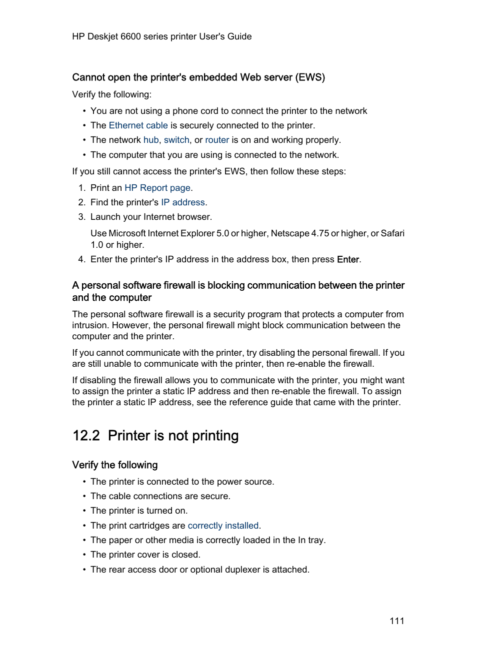 2 printer is not printing, Verify the following, Printer is not printing | If any of these items are problems, then see the, Solutions, Computer. follow these, Steps | HP Deskjet 6620 Color Inkjet Printer User Manual | Page 111 / 157