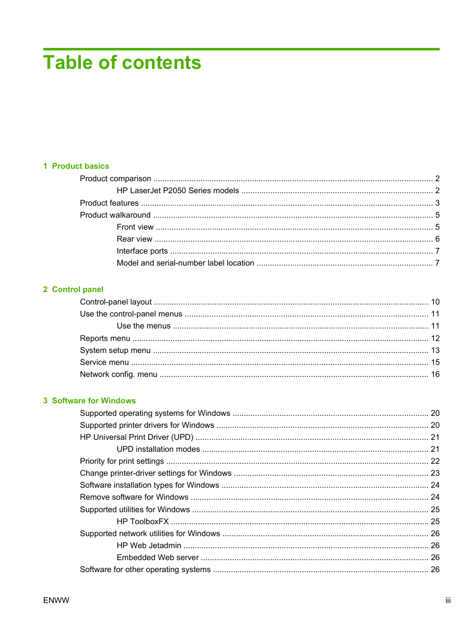 HP LaserJet P2055dn User Manual | Page 5 / 176