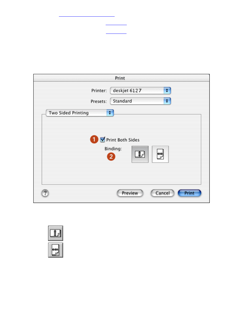 Using print center, Sided printing | HP Deskjet 6127 Color Inkjet Printer User Manual | Page 49 / 190