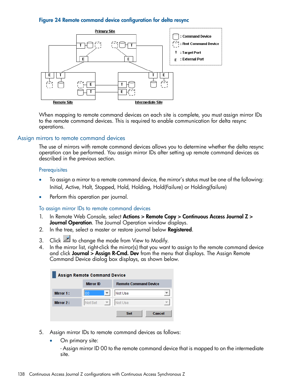 Assign mirrors to remote command devices | HP XP P9500 Storage User Manual | Page 138 / 193