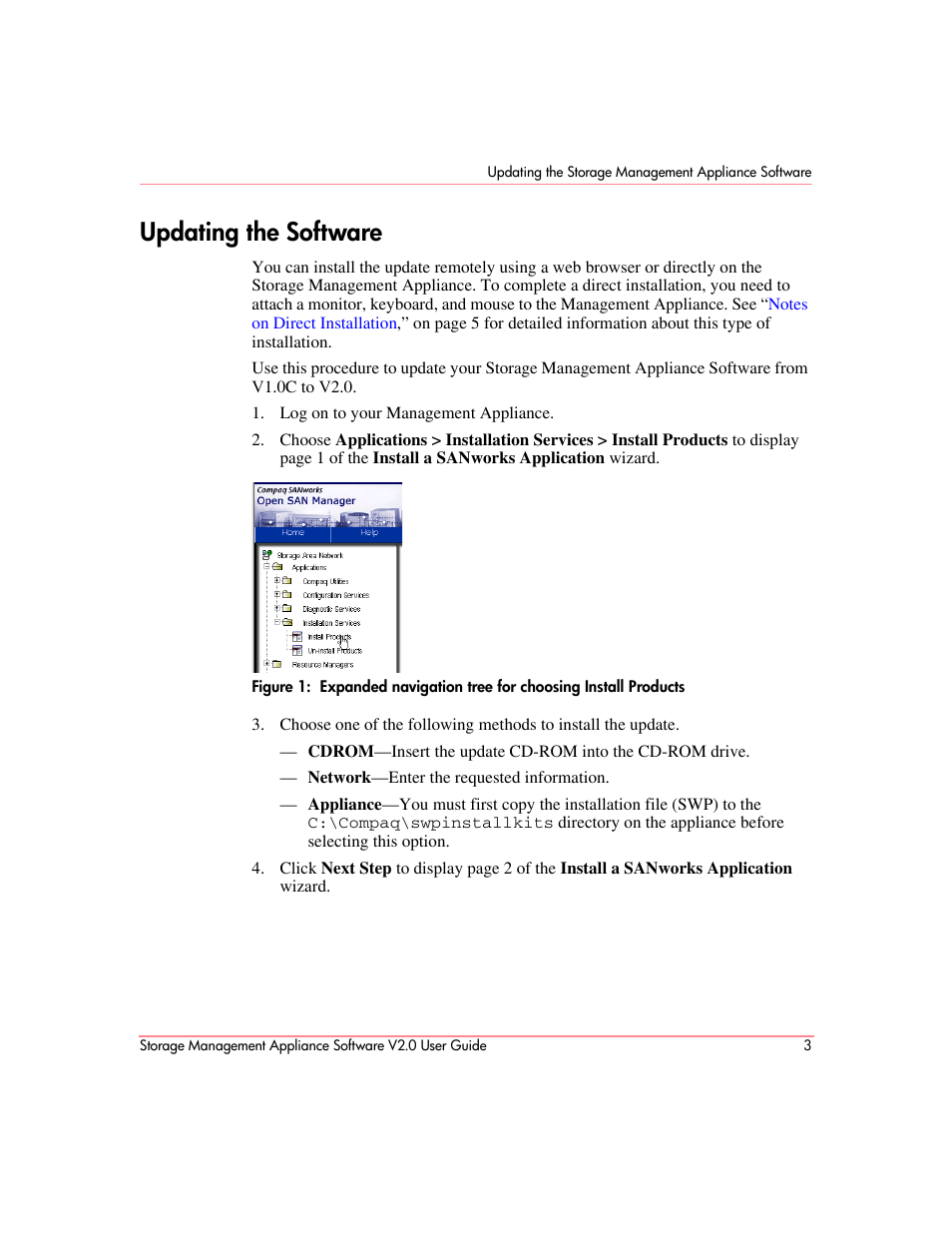 Updating the software | HP OpenView Storage Management Appliance and Software User Manual | Page 19 / 146