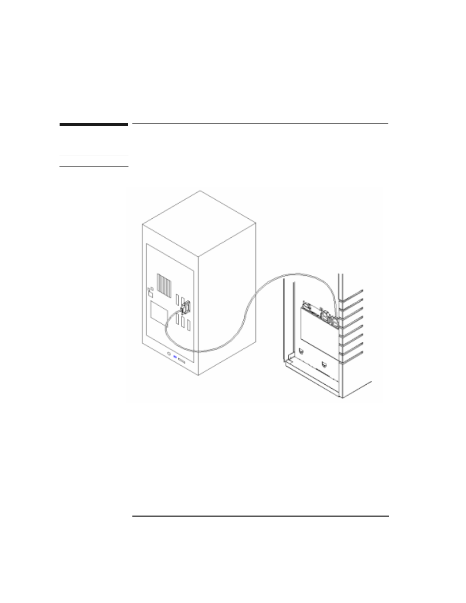 Connecting the jukebox:only peripheral, Note this following configuration is the recommend, Figure 1-3 connecting the jukebox as the only peri | Refer to figure 1-1 and 1-2 for the locations of t, Ensure the power to the host computer is turned, Remove the left side access panel (side opposit, Select either the single-ended or differential, Connecting the jukebox as the only peripheral -10, Connecting the jukebox as the only peripheral | HP Surestore 320ex Optical Jukebox User Manual | Page 22 / 120