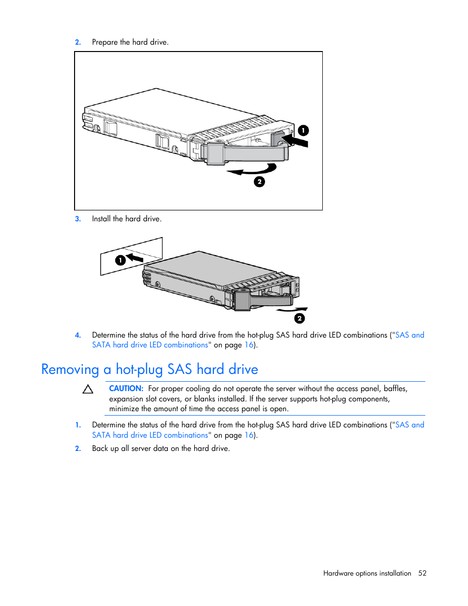 Removing a hot-plug sas hard drive | HP ProLiant DL385 G7 Server User Manual | Page 52 / 111