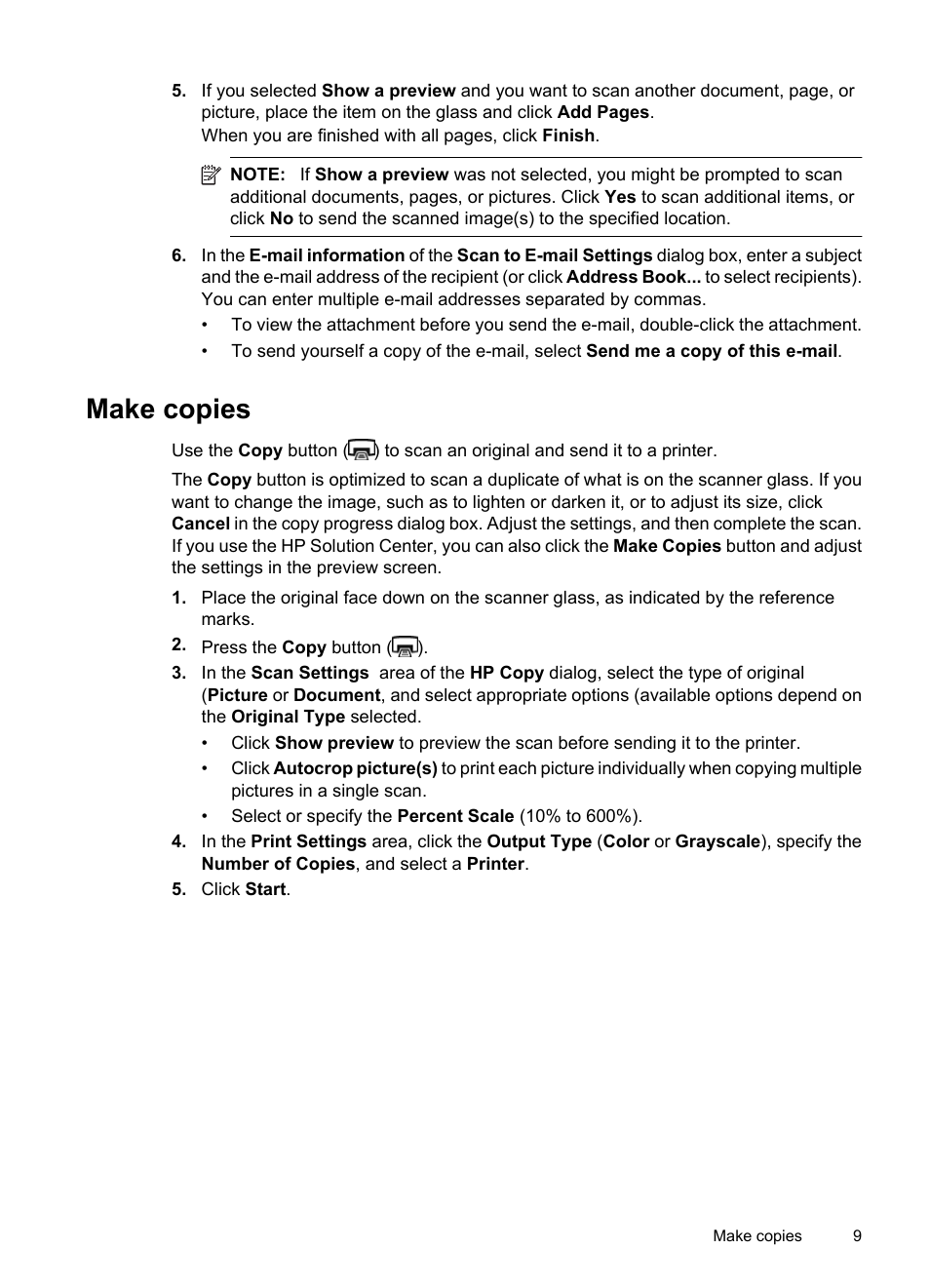 Make copies | HP Scanjet G3110 Photo Scanner User Manual | Page 11 / 30