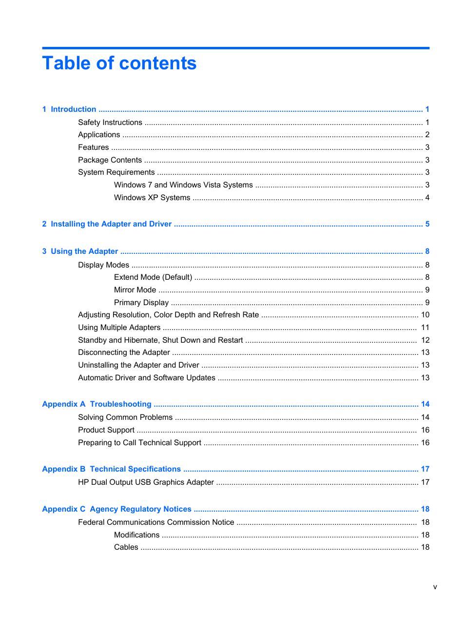 HP USB Dual Output USB Graphics Adapter User Manual | Page 5 / 27