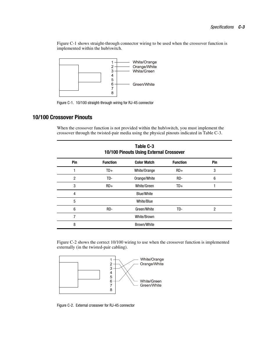 10/100 crossover pinouts | HP NC3122 Fast Ethernet Server Adapter User Manual | Page 19 / 19