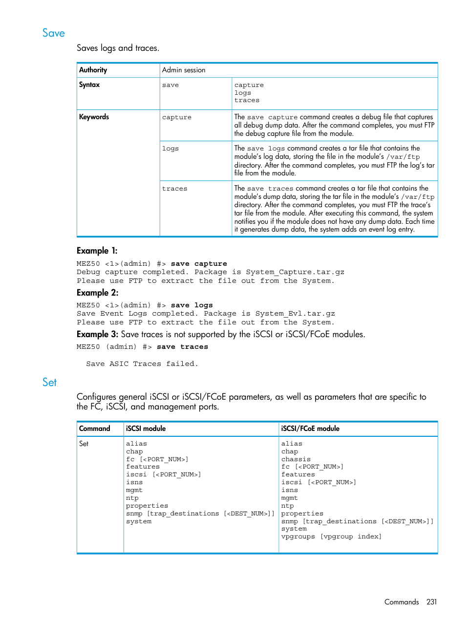 Save, Save set | HP EVA P6000 Storage User Manual | Page 231 / 316