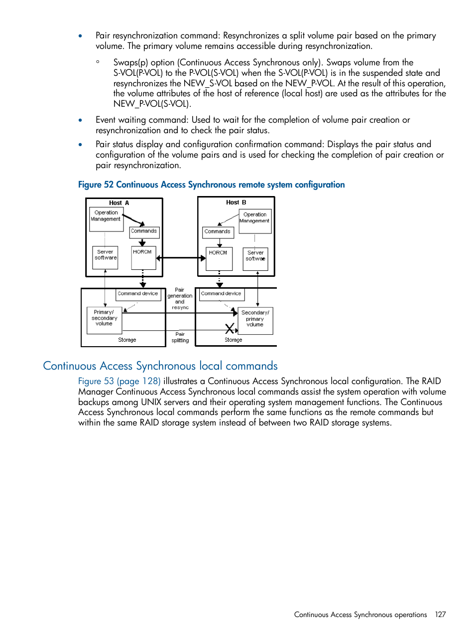 Continuous access synchronous local commands | HP XP P9500 Storage User Manual | Page 127 / 254