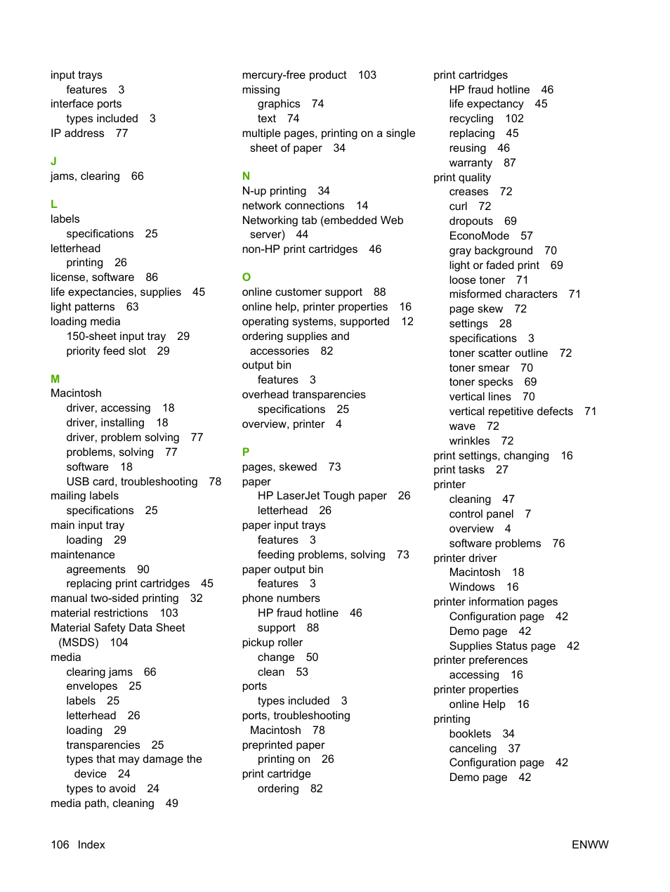 HP LaserJet P1007 Printer User Manual | Page 116 / 120