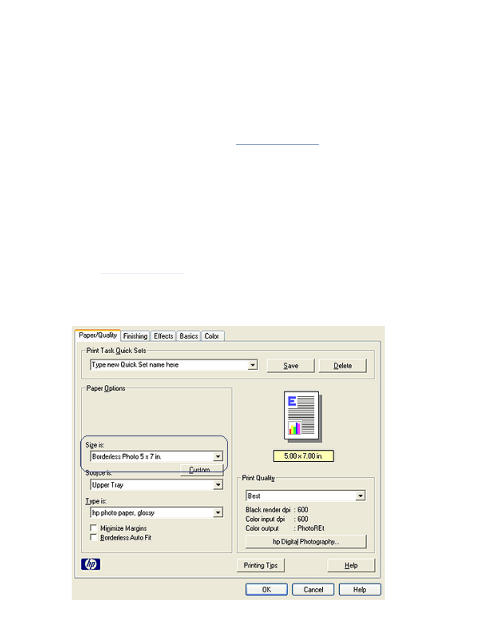 Borderless printing, Using the, Feature | Printing a, Borderless document, On certain paper types, Guidelines, Printing | HP Deskjet 5650 User Manual | Page 32 / 165
