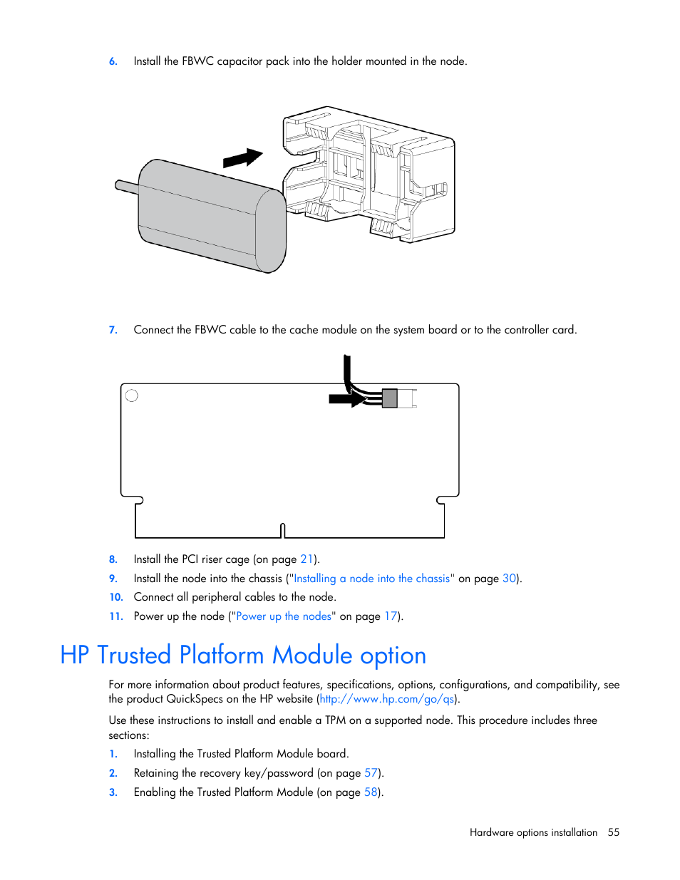 Hp trusted platform module option | HP ProLiant SL210t Gen8 Server User Manual | Page 55 / 103