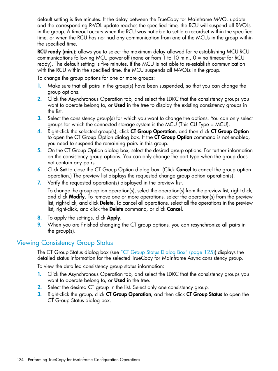 Viewing consistency group status | HP StorageWorks XP Remote Web Console Software User Manual | Page 124 / 263