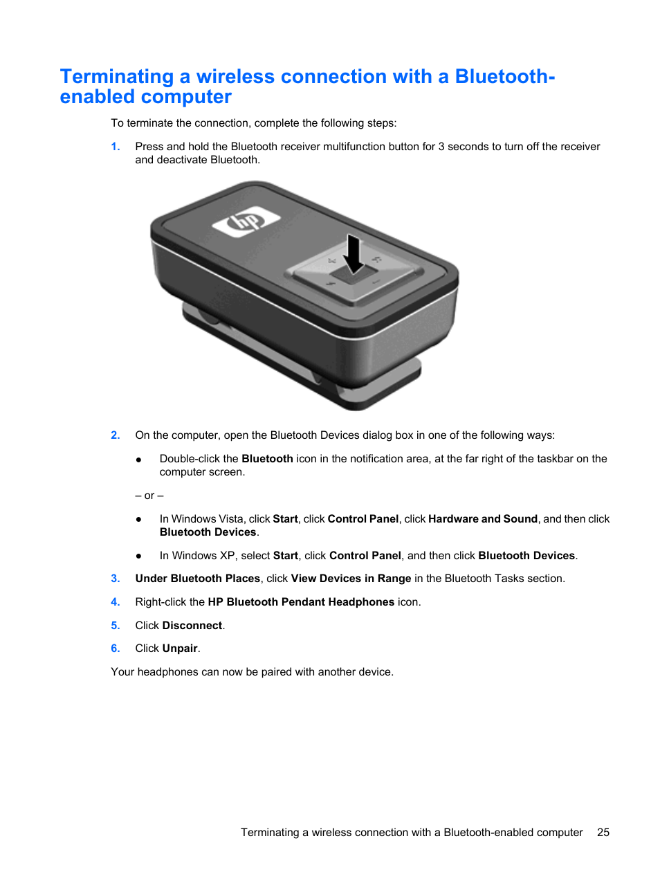 HP Bluetooth Pendant Headphones User Manual | Page 29 / 31
